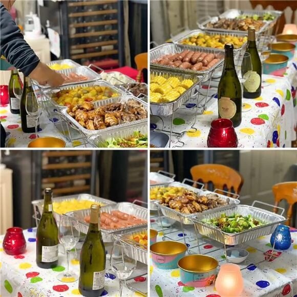 Foldable Chafing Dishes Disposable Buffet Set - Set of 6/36pc Half-Sized (9x13) - Picture 4 of 7